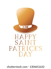 happy saint patrick`s day label with leprechaun hat icons