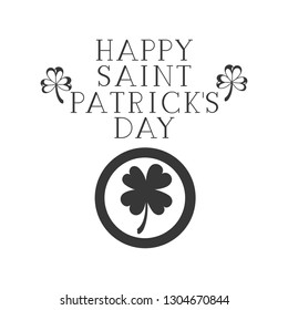 happy saint patrick`s day label with clover icons