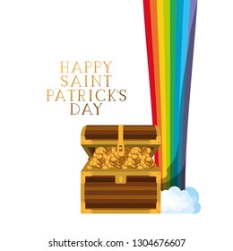 happy saint patrick`s day label with rainbow icons