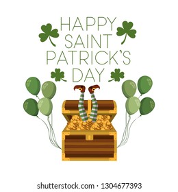 happy saint patrick`s day label with coins icons