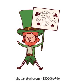 happy saint patrick`s day label with leprechaun character