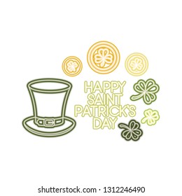 happy saint patricks day label with clover and elf hat