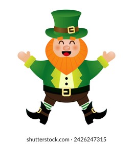 Happy Saint Patrick's Day. Laughing Leprechaun vector template