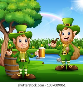 Happy Saint Patricks Day Leprechaun in the park