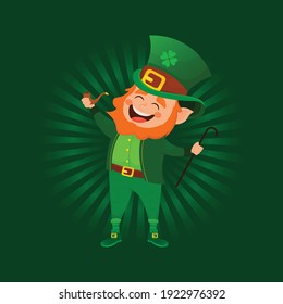 Happy Saint Patrick's Day with leprechaun vector illustration.