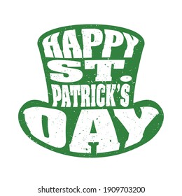 happy saint patricks day lettering in leprechaun tophat silhouette vector illustration design