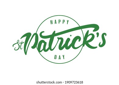 happy saint patricks day lettering in circular frame vector illustration design