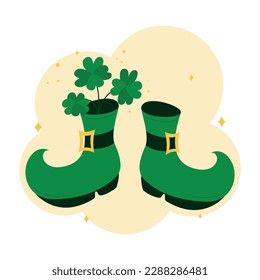  Happy Saint Patricks day lettering sign with clover leaves and green hat