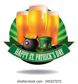 Happy Saint Patricks Day light beer burst icon EPS 10 vector stock illustration