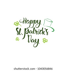 Happy Saint Patrick's Day Logotype, Hand Sketch Irish Celebration Design, Lettering Typography Icon Vector Illustration