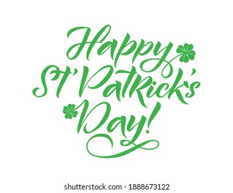 Happy Saint Patrick's Day logotype. Hand lettering Irish vector design. Beer festival lettering typography icon. Saint Patricks day greeting card. Vector template for banner, poster, flyer, postcard.