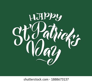 Happy Saint Patrick's Day logotype. Hand lettering Irish vector design. Beer festival lettering typography icon. Saint Patricks day greeting card. Vector template for banner, poster, flyer, postcard.