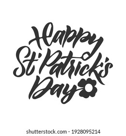 Happy Saint Patrick's Day logotype. Hand lettering Irish vector design. Beer festival lettering typography icon. Saint Patricks day greeting card. Vector template for banner, poster, flyer, postcard.