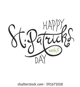 Happy Saint Patrick's Day logotype. Celebration design for March, 17th. Hand drawn lettering typography. Beer festival badge 