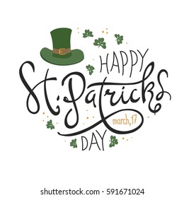 Alles Gute zum Saint Patrick's Day. Feierlichkeiten für den 17. März. Handgezeichnete Typografie. Bier-Festivalabzeichen 