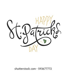 Happy Saint Patrick's Day logotype. Celebration design for March, 17th. Hand drawn lettering typography. Beer festival badge