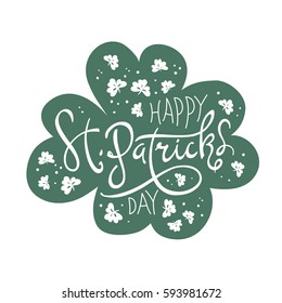 Happy Saint Patrick's Day logotype. Celebration design for March, 17th. Hand drawn lettering typography. Beer festival badge 