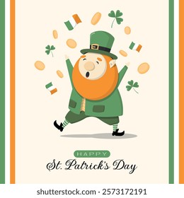 Happy Saint Patrick's Day Poster. Happy cute leprechaun