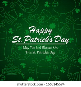 Happy Saint Patrick's Day religious festival celebration background of Ireland in vector
