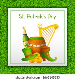 Happy Saint Patrick's Day religious festival celebration background of Ireland in vector