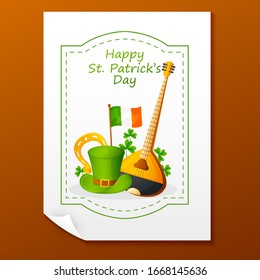 Happy Saint Patrick's Day religious festival celebration background of Ireland in vector