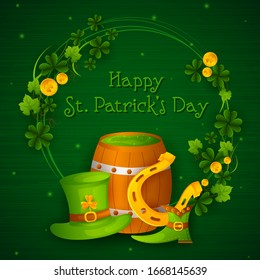 Happy Saint Patrick's Day religious festival celebration background of Ireland in vector