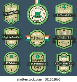 Happy Saint Patrick's Day Retro Vintage Labels Set