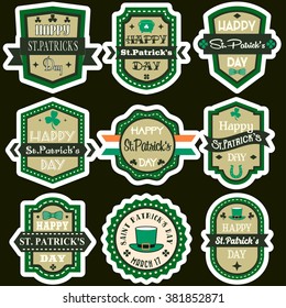 Happy Saint Patrick's Day Retro Vintage Labels Set