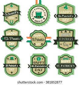 Happy Saint Patrick's Day Retro Vintage Labels Set