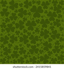 Happy Saint Patricks day. Seamless Pattern background with three - leaved shamrocks St. Patrick's day holiday symbol. Irish symbols of the holiday.17 march. Lucky green clover for Irish festival 