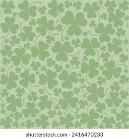 Happy Saint Patricks day. Seamless Pattern background with three - leaved shamrocks St. Patrick's day holiday symbol. Irish symbols of the holiday.17 march. Lucky green clover for Irish festival 