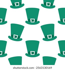 Happy Saint Patrick's Day seamless pattern. Irish holiday print with green hats.