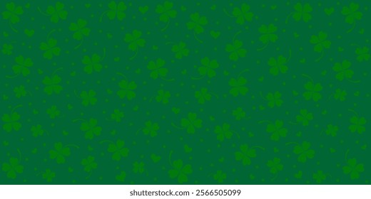 Happy Saint Patricks day. Seamless Pattern background with three - leaved shamrocks St. Patrick's day holiday symbol. Irish symbols of the holiday.17 march. Lucky green clover for Irish festival 