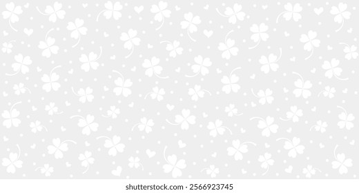 Happy Saint Patricks day. Seamless Pattern background with three - leaved shamrocks St. Patrick's day holiday symbol. Irish symbols of the holiday.17 march. Lucky green clover for Irish festival 