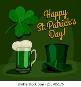 happy saint patrick's day set. cartoon  vector illustration