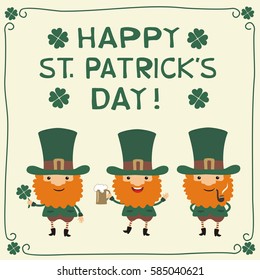 Happy Saint Patrick's Day! Set Leprechaun and text.