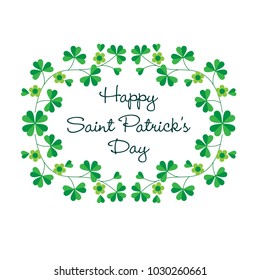 happy Saint Patricks Day in shamrock frame