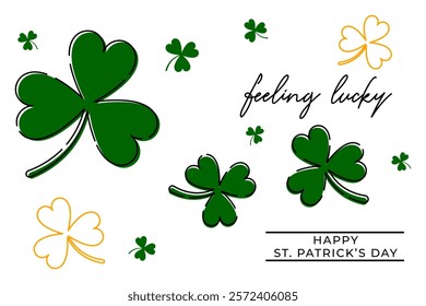 Happy Saint Patrick's Day Simple Modern Background Greeting Card. Vector Illustration.