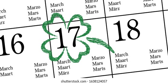 Happy Saint Patricks day. St Patrick's Day on 17 march. Vector clovers. Irish flag. Shamrock leave.  Four leaf clover leaves. Love, lucky hojas St paddy's day.  Green beer, rugby festival, pub party.