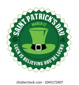 Happy Saint Patrick's day stamp with a green hat