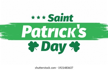 Happy Saint Patricks Day. Traditional irish holiday. Celebrate annual in March 17. Clover and shamrock leaves. Green and orange party design. Ireland color. Poster, card, banner and background. Vector