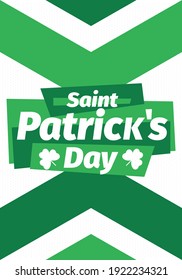 Happy Saint Patricks Day. Traditional irish holiday. Celebrate annual in March 17. Clover and shamrock leaves. Green and orange party design. Ireland color. Poster, card, banner and background. Vector