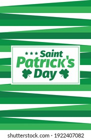 Happy Saint Patricks Day. Traditional irish holiday. Celebrate annual in March 17. Clover and shamrock leaves. Green and orange party design. Ireland color. Poster, card, banner and background. Vector