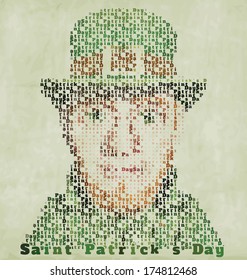 Happy Saint Patrick's Day Typographic Illustration - Vintage Grunge Background
