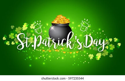 Happy Saint Patricks Day Typographical Greeting Card Background.