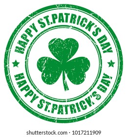 Happy Saint Patrick's day vector stamp illustration isolated on white background