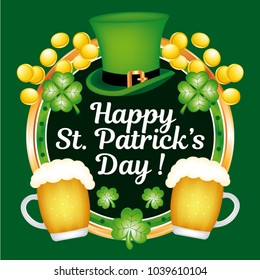 Happy saint patrick`s day ! Vector festive greeting card. Illustration III. 