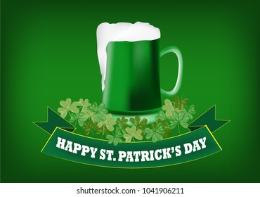 Happy Saint Patrick's day. Vector illustration with glass of beer