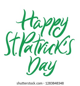 Happy Saint Patrick's day vector challigraphy, isolated on white background.  Saint Patrick's holiday invitation and greeting. 