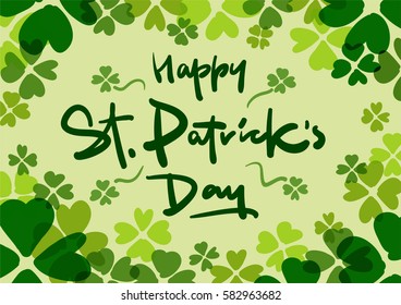 Happy Saint Patricks day vector lettering postcard